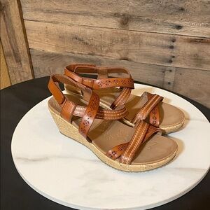 Skechers Brown Strappy Wedge Sandals